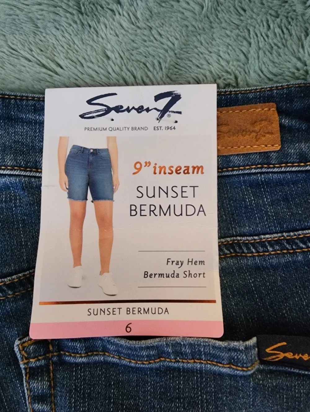 Seven7 Fray Hem Denim Stretch Bermuda Jean Shorts 9